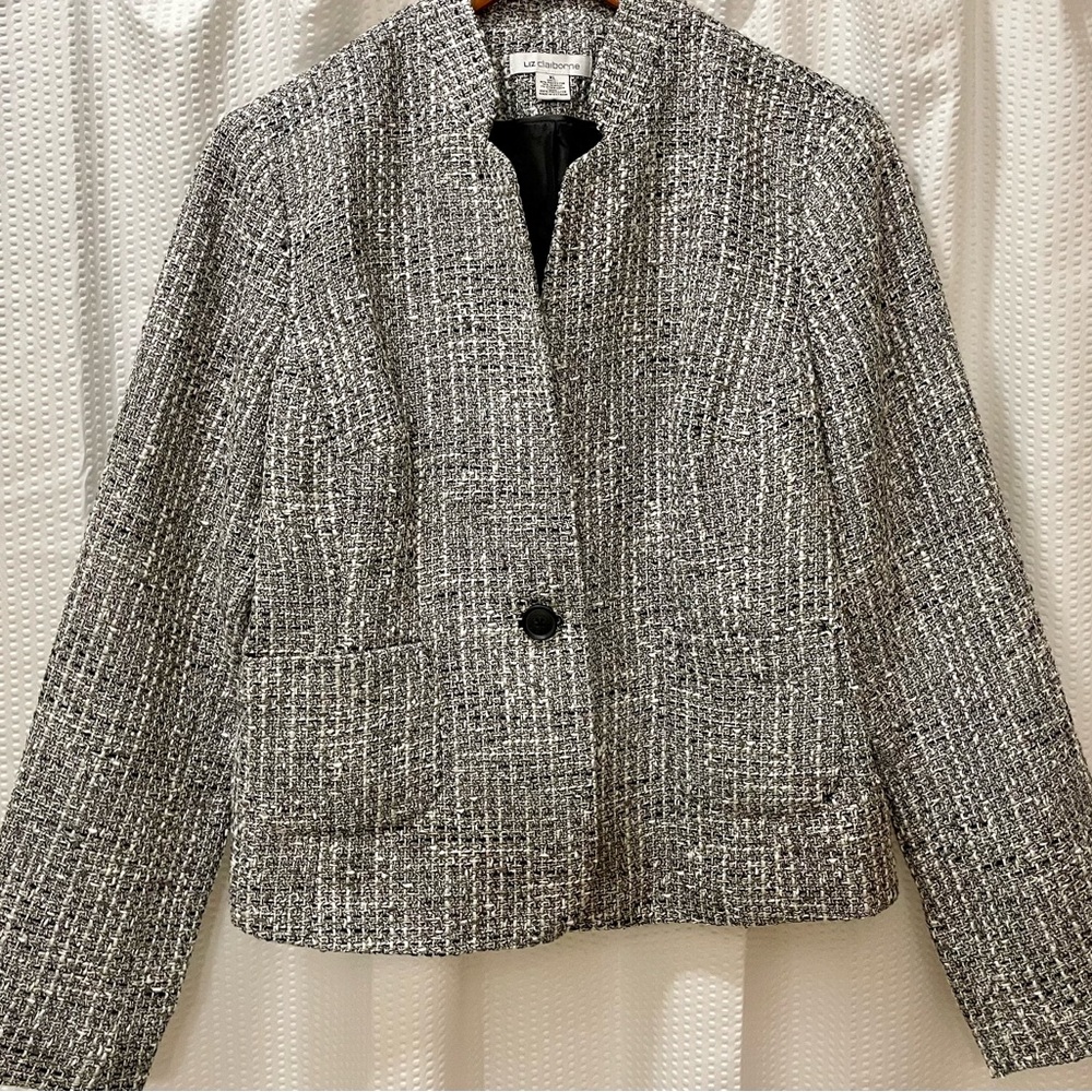 Liz Claiborne Black and White Tweed jacket.
